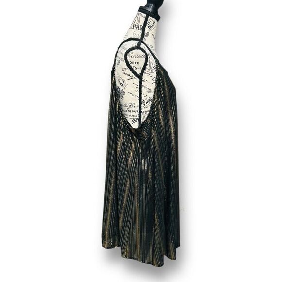 Torrid 3X Black Gold Metallic Stripe Halter Top Sleeveless Shiny Party Blouse - Picture 8 of 12